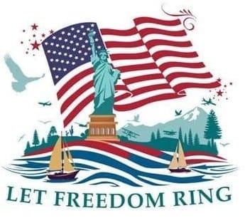 Quilt featuring the AAAmerican flag and the words "Let Freedom Ring" showcased at the Arizona Quilt Guild Quilt Show.